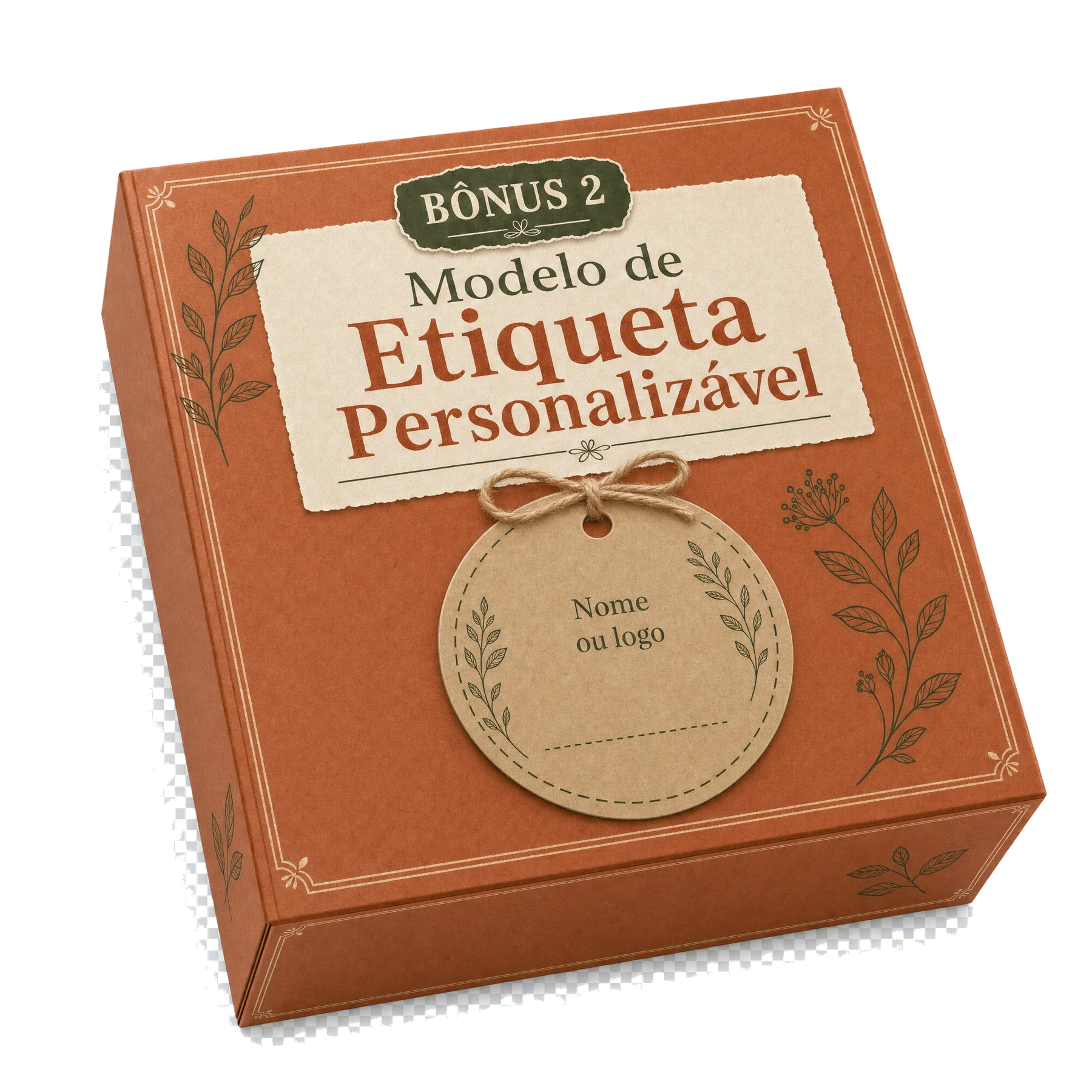 Box 3D do bônus Modelo de Etiqueta Personalizável