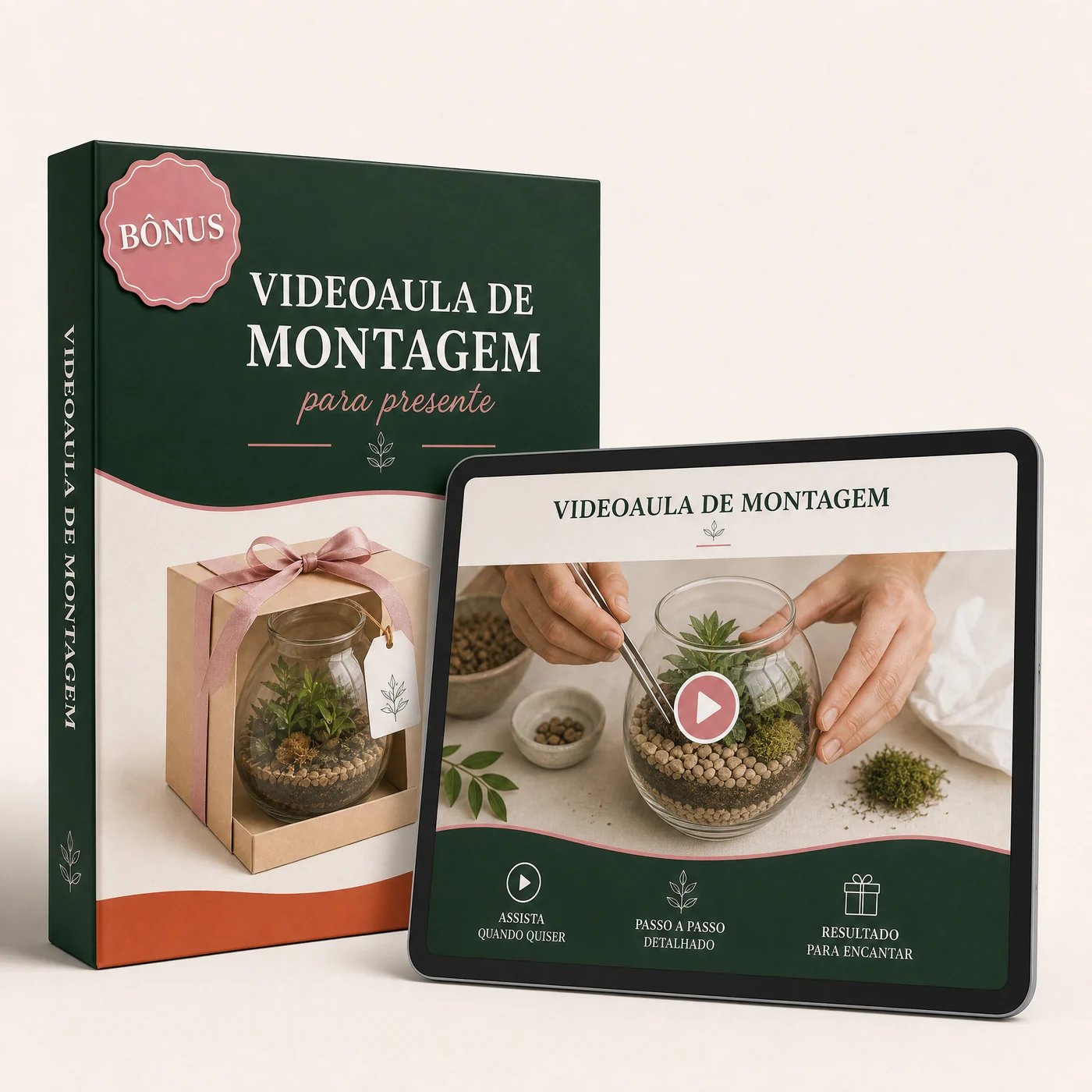 Mockup ilustrativo da videoaula rápida de montagem