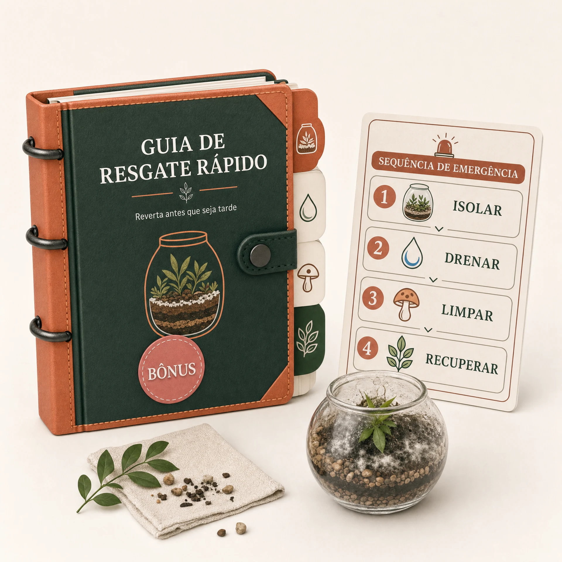 Mockup ilustrativo do guia de resgate rápido