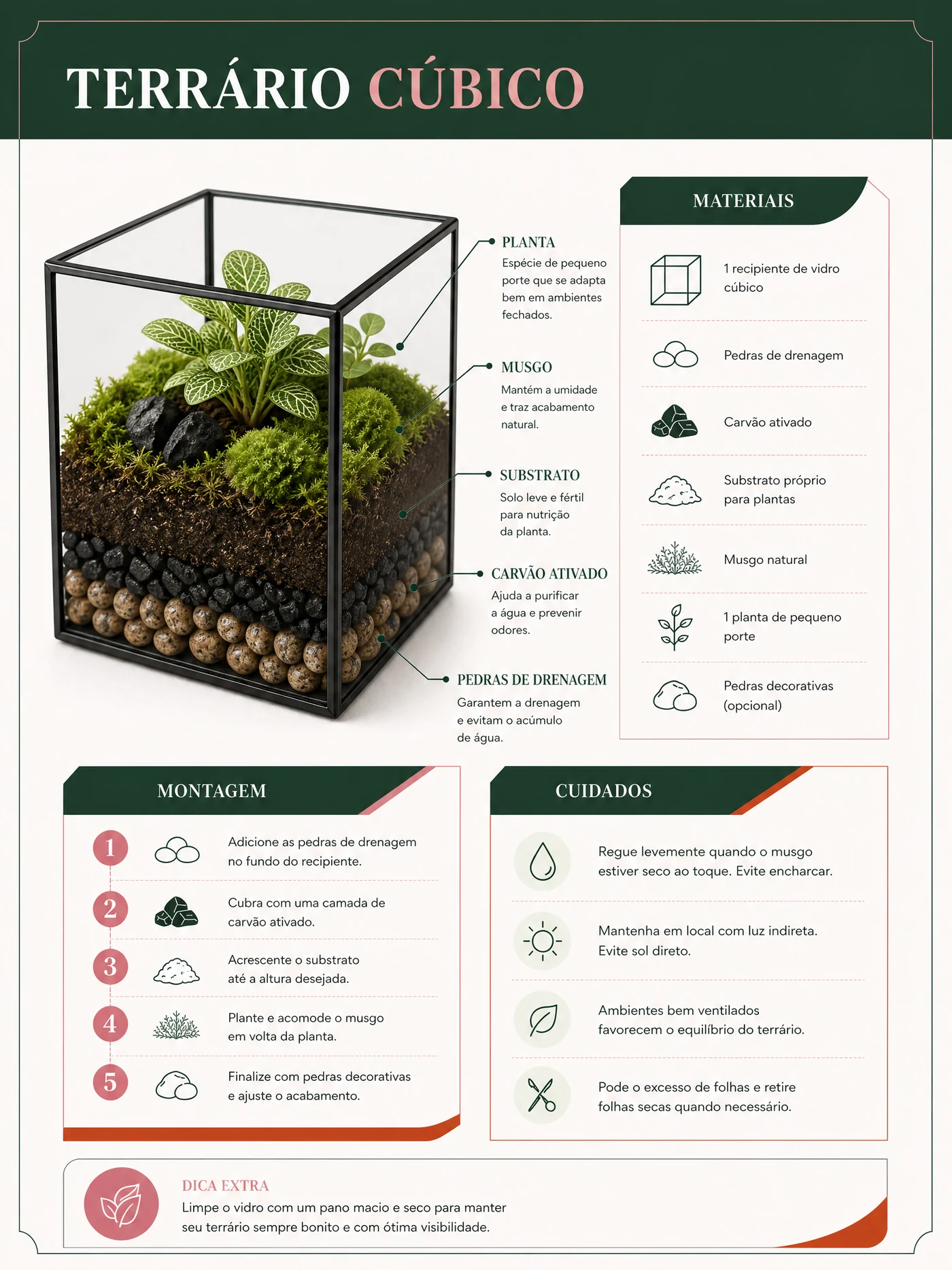 Página ilustrativa de terrário cúbico
